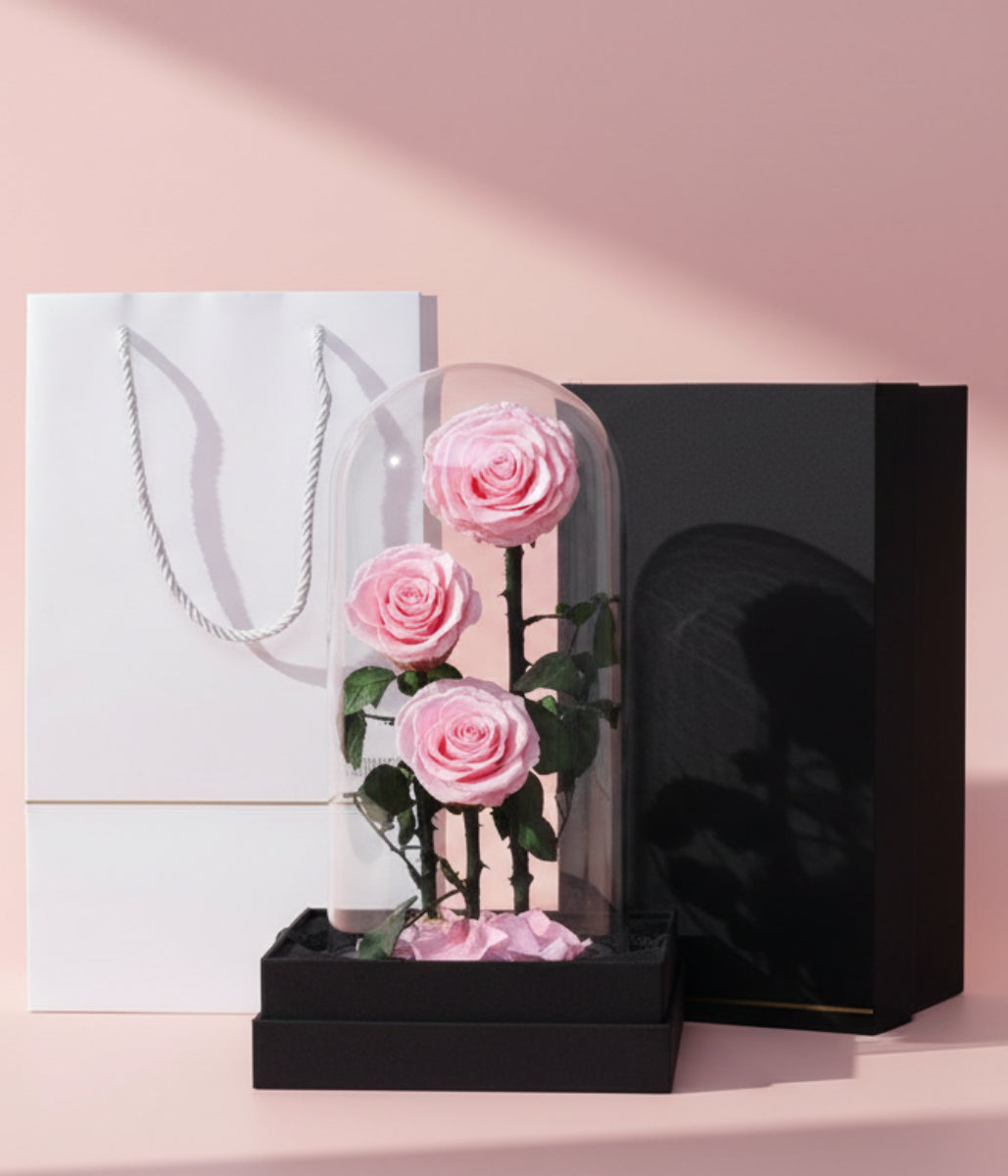 3 Preserved Pink Rose