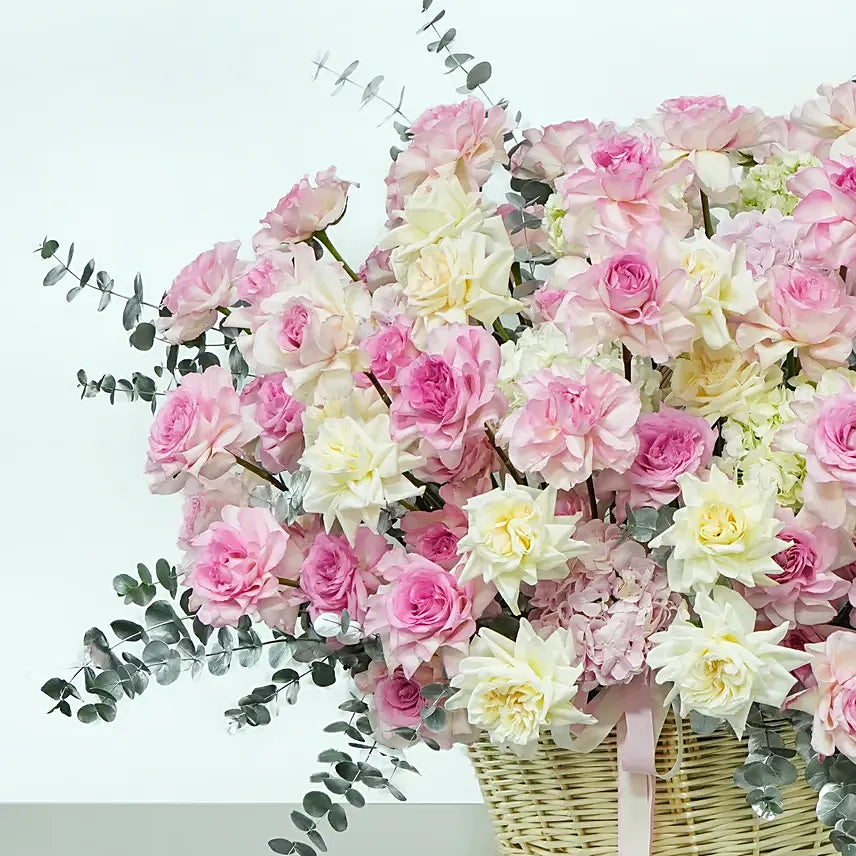 Abundance of Roses and Hydrangeas Basket