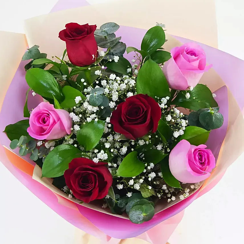 Gorgeous Roses Bouquet With Triple Chocolate Cake