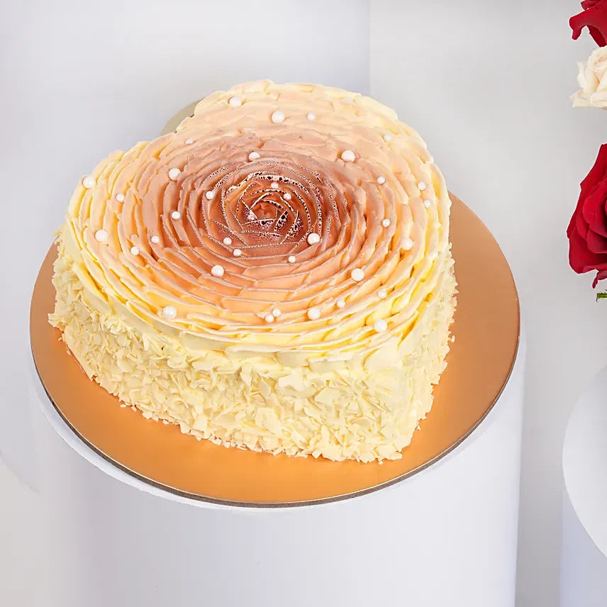 Heart of Rose Cake with Flowers