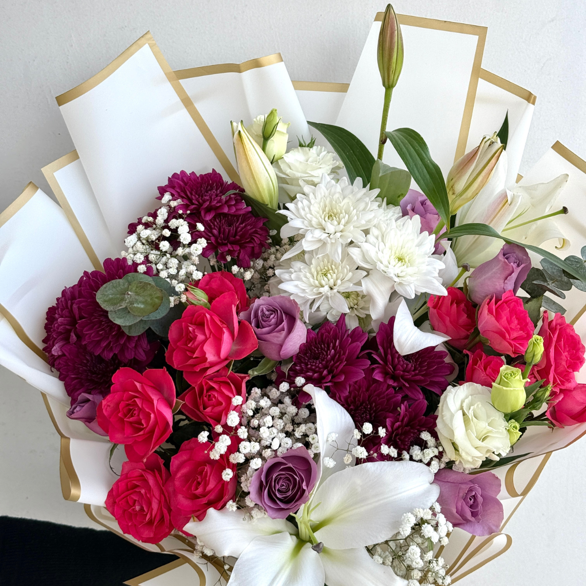 Lily’s Enchanted bouquet – lilies and roses – Petal Frost Dubai
