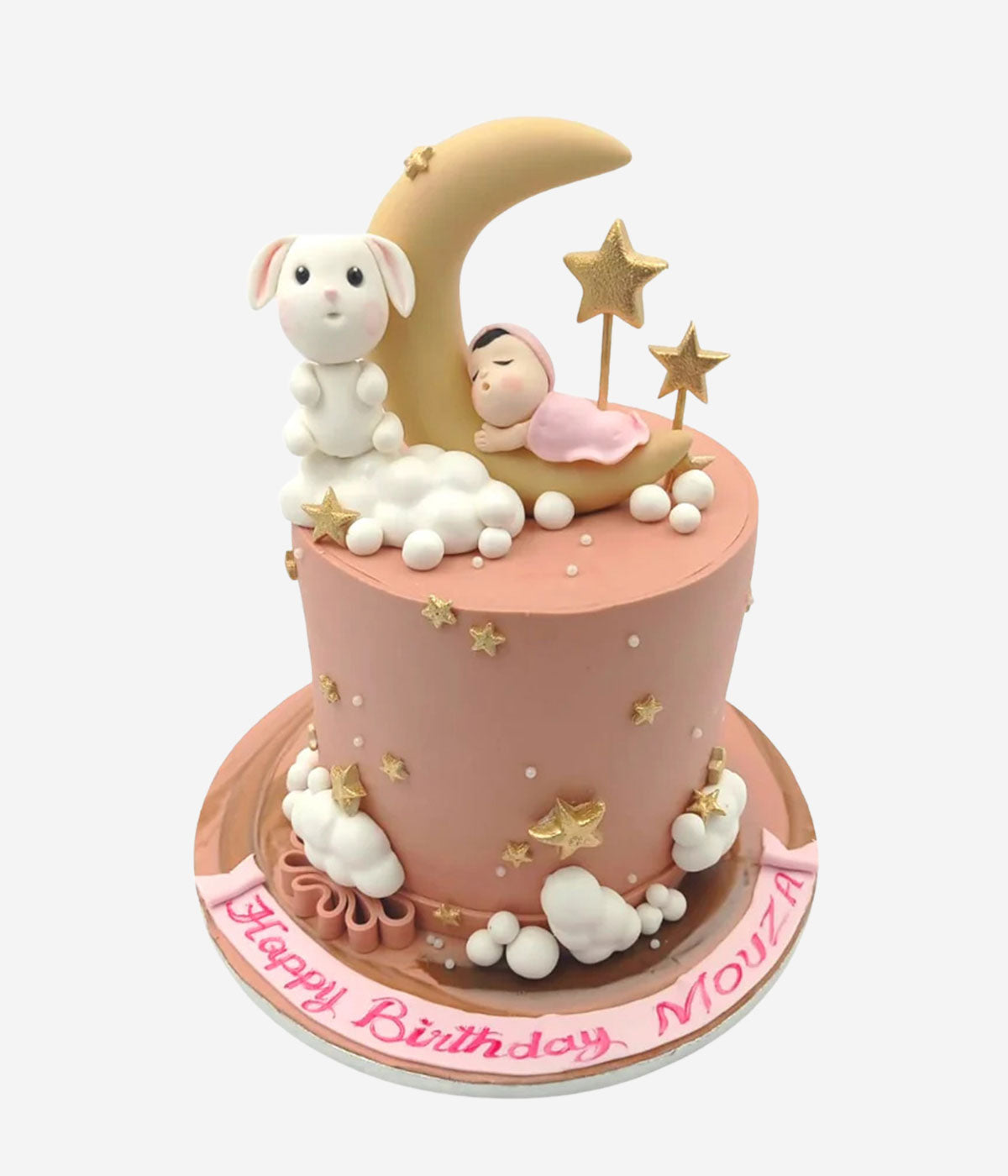 Bunny and Moon Baby Cake