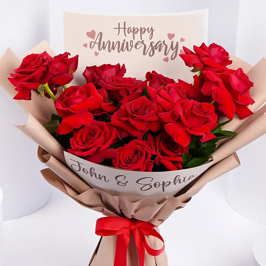 Personalized Rose Anniversary Bouquet