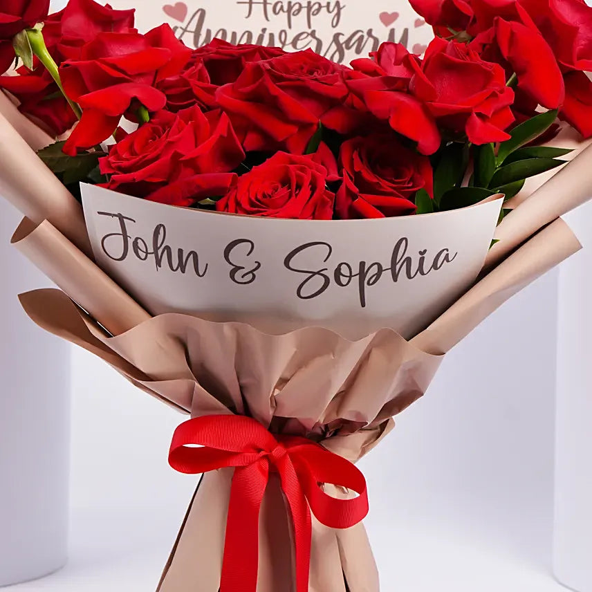 Personalized Rose Anniversary Bouquet