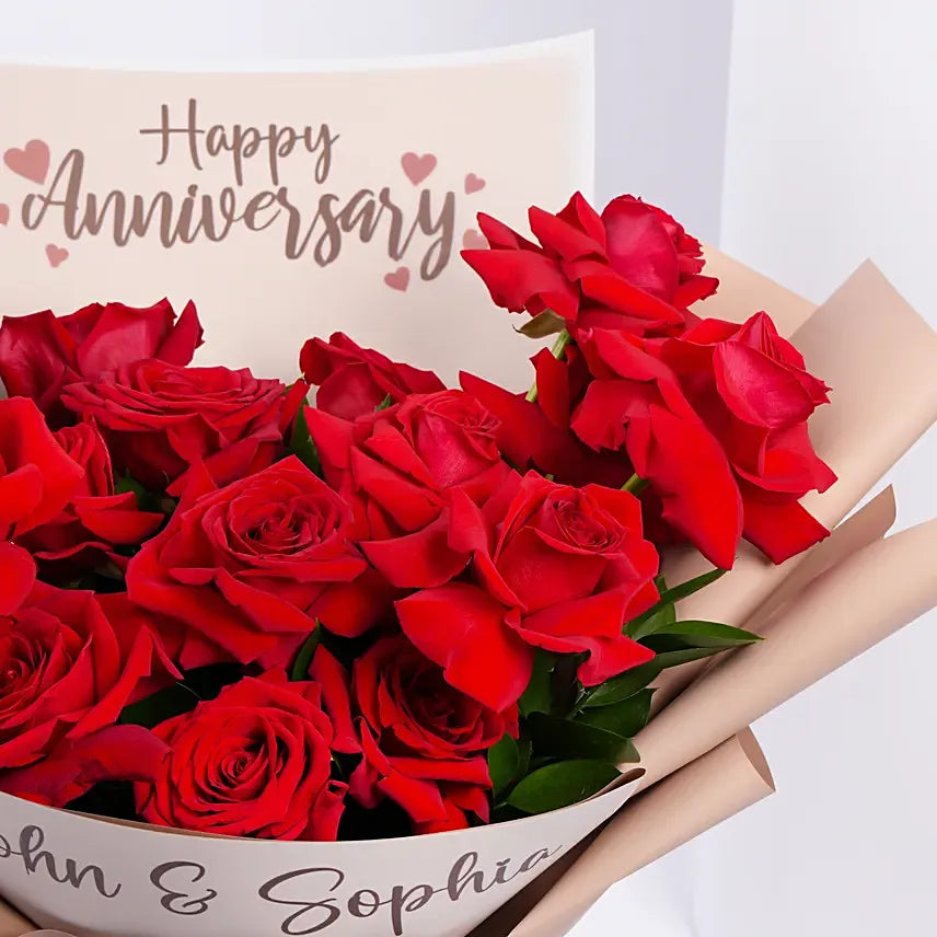 Personalized Rose Anniversary Bouquet