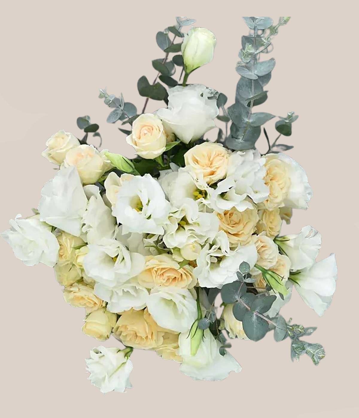 Spray Roses with White Lisianthus in Fish Bowl