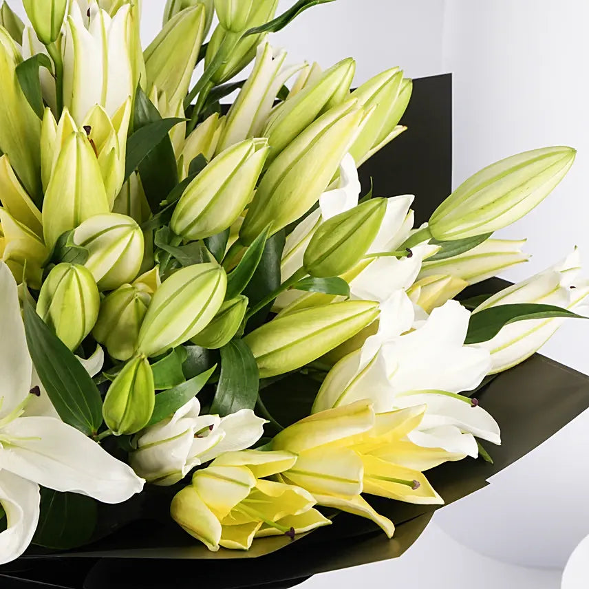 Yellow and White Lily Large Bouquet